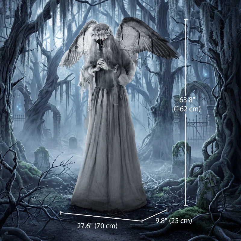 63.8" Animated Crying Angel Halloween Decoration with Light-Up Eyes, Sound & Touch Activation