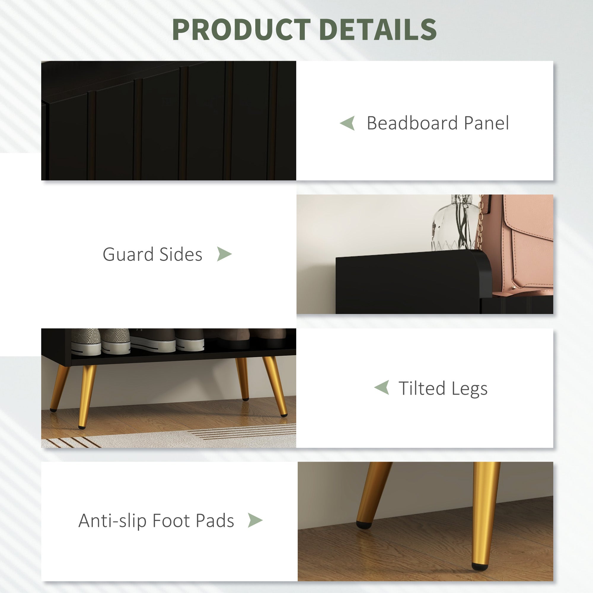 HOMCOM Entryway Narrow Shoe Storage Cabinet with Adjustable Shelves Open Shelf for 15 Pairs Black 