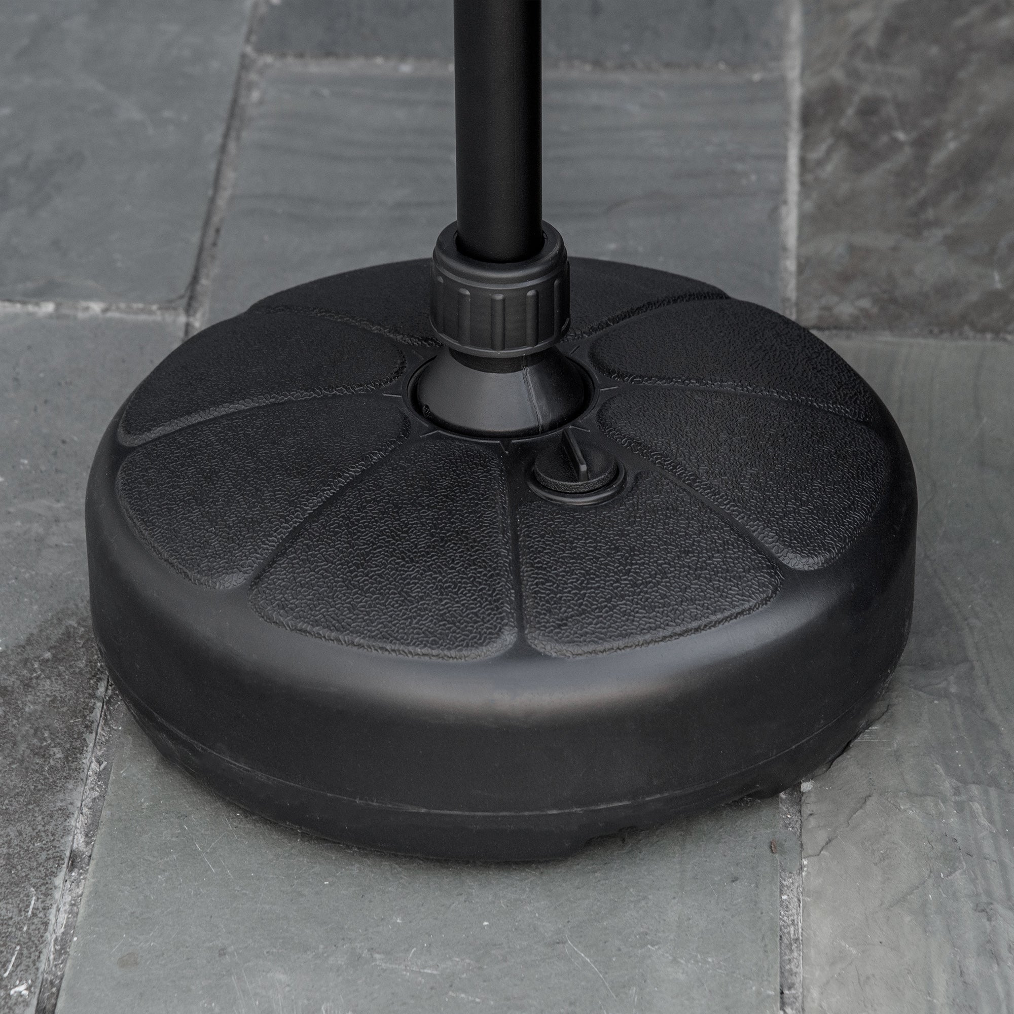 Outsunny Patio Umbrella Base, Round Umbrella Stand, Water or Sand Filled, Garden Umbrella Holder for 1.26", 1.5" Poles, Black 