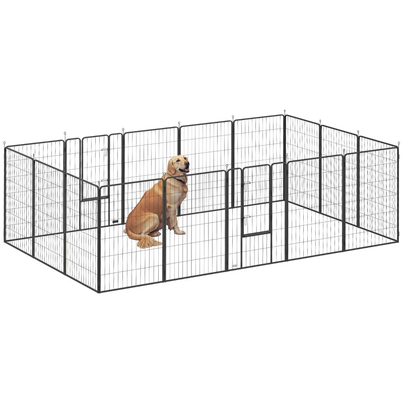 Heavy Duty Pet Playpen, 16 Panels Steel Dog Fence Puppy Exercise Pen with 2 Doors Locking Latch, 47" Height
