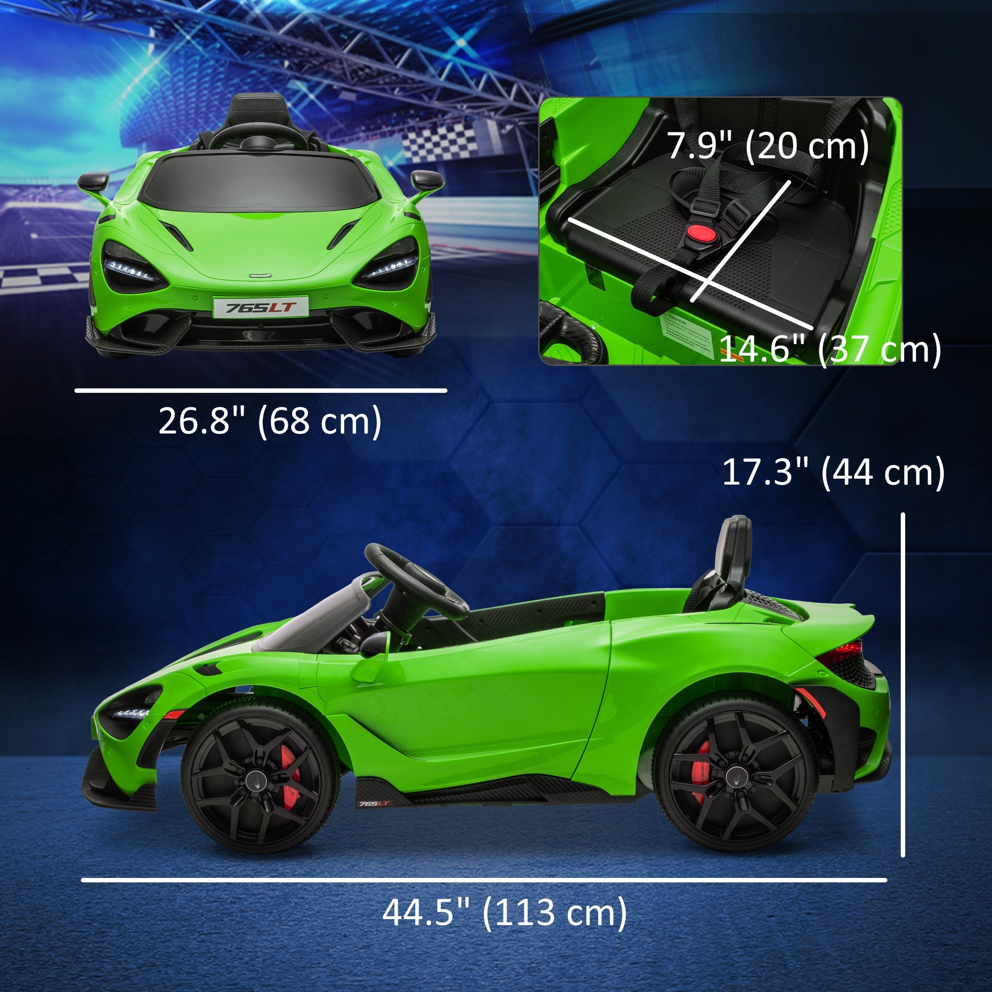 Qaba McLaren 765LT Licensed 12V Kids Electric Car w/ Scissor Doors, Training Wheels, Remote, Slow Start, Music Horn Green 