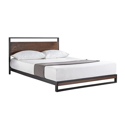 Twin size Metal Wood Platform Bed Frame with Headboard - Free Shipping