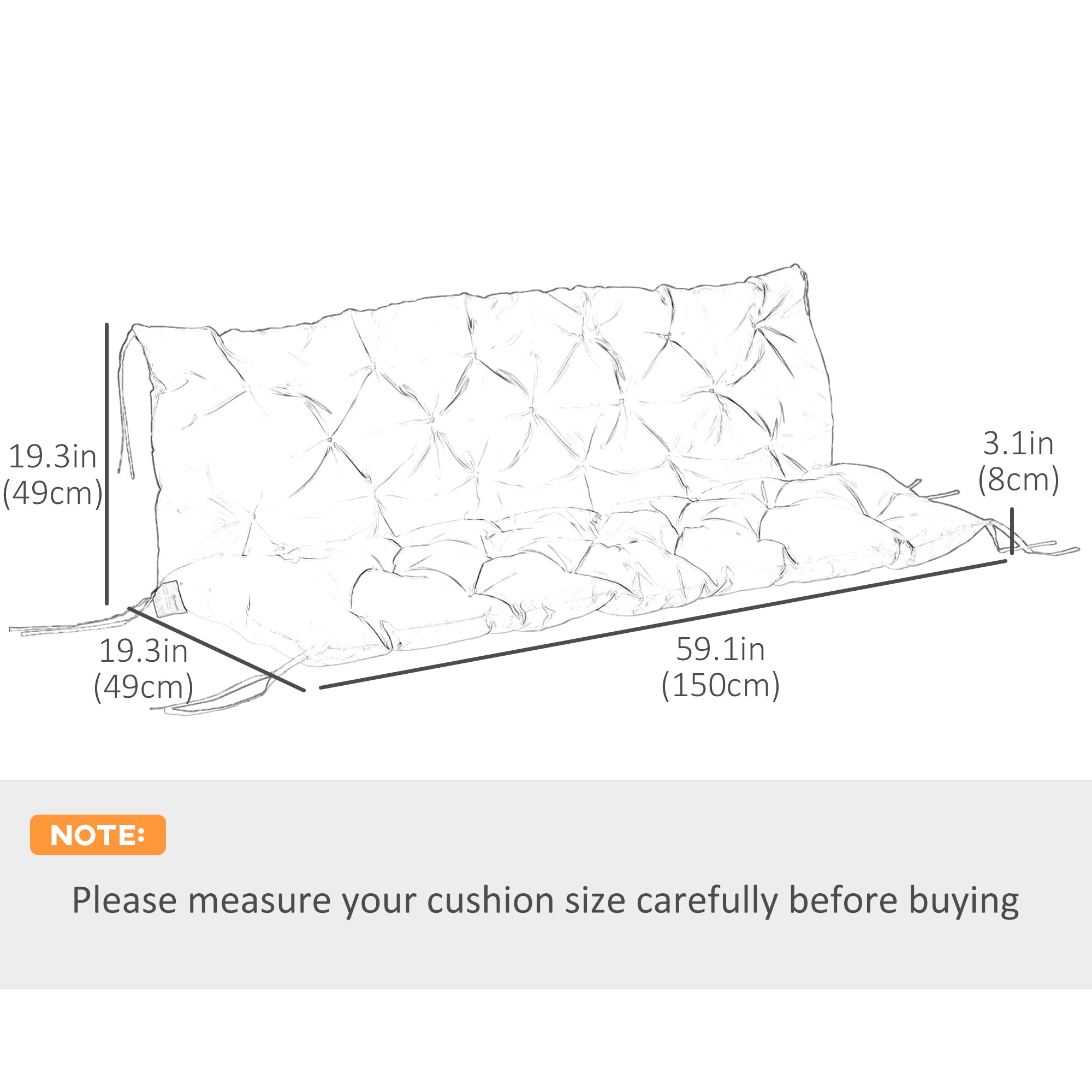 Outsunny 3 Seater Bench Swing Chair Replacement Cushions Outdoor Seat Pads Backrest Patio Garden Turquoise 