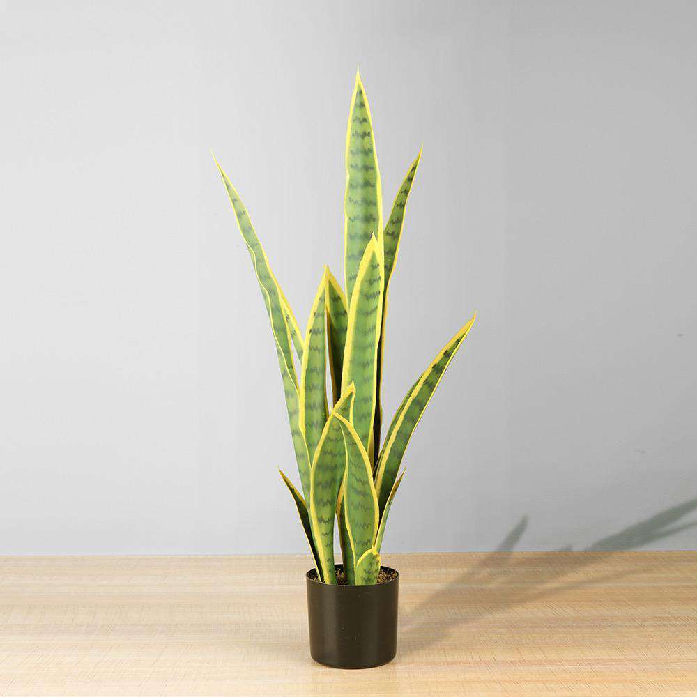 Zora Artificial Snake Sansevieria Yellow And Green Potted Plant 30'' 