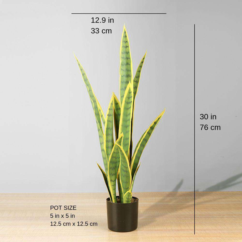 Zora Artificial Snake Sansevieria Yellow And Green Potted Plant 30'' 