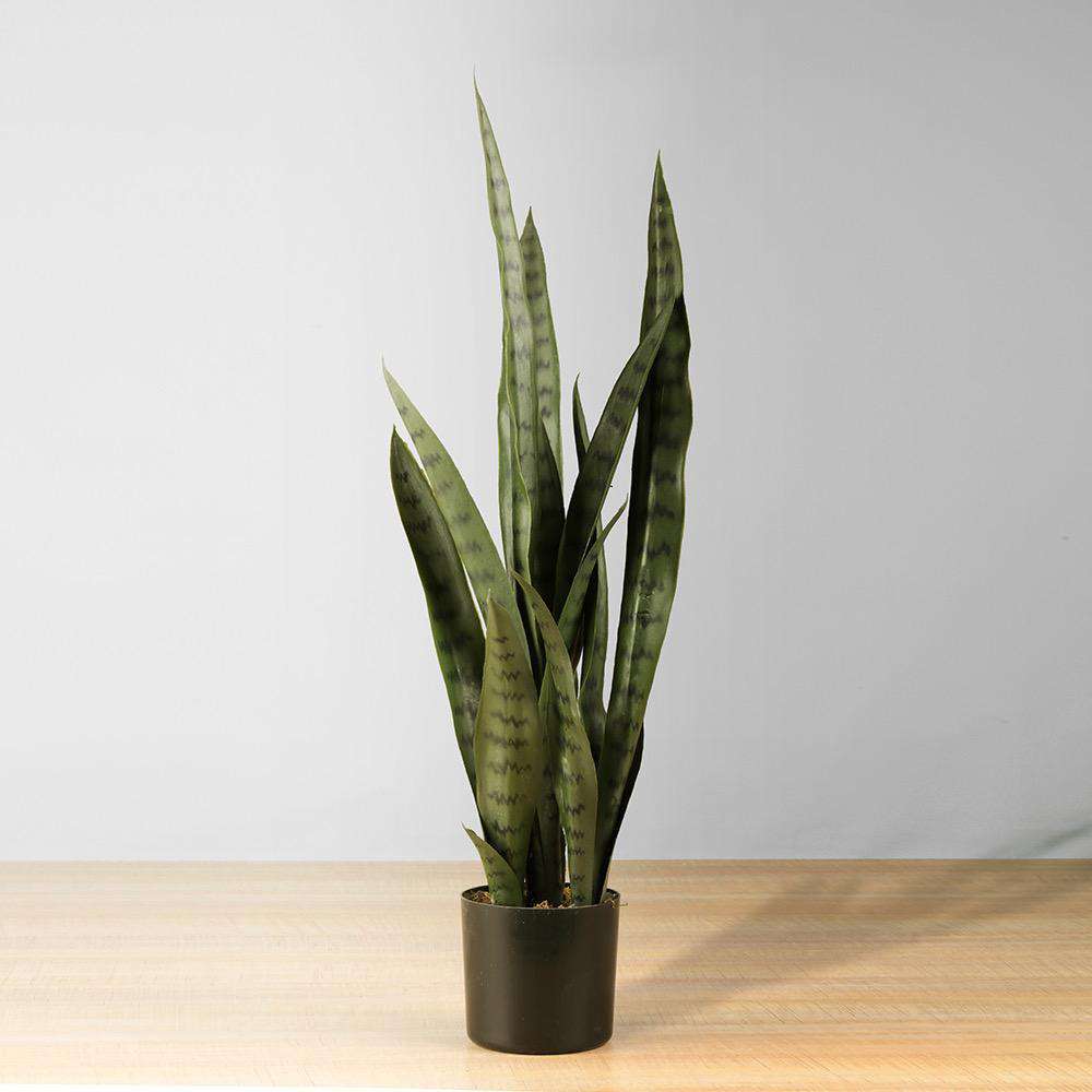Zoro Artificial Snake Sansevieria Dark Green Potted Plant 30'' 