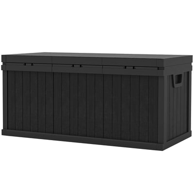 Outsunny 70 Gallon Deck Box, Resin Outdoor Storage Box with Handles, Waterproof Storage Container for Garden Tools, Black 
