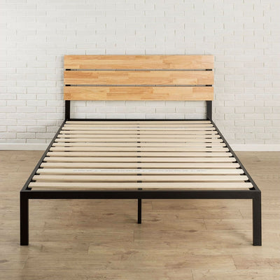 Queen size Modern Wood and Metal Platform bed Frame with Headboard - Free Shipping 