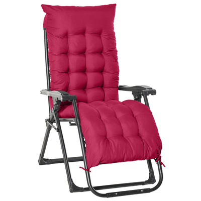 Outsunny Reclining Zero Gravity Chair Folding Garden Sun Lounger with Cushion Headrest Red 