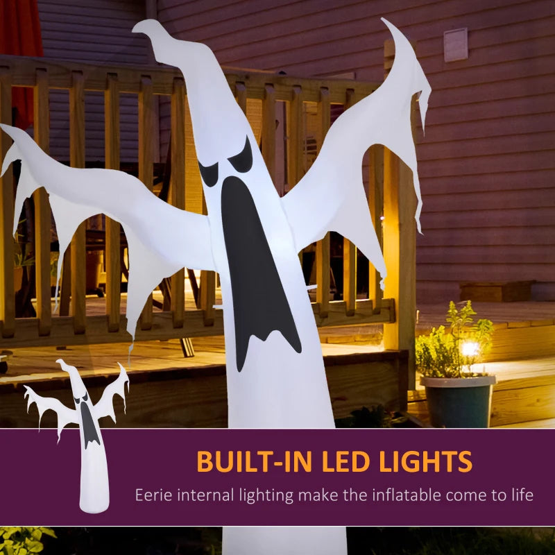 Outsunny 7ft Inflatable Halloween Ghost with Horns – LED Blow-Up Yard Display with Flame Effect 