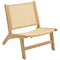HOMCOM Rattan Accent Chair, Mid-Century Leisure Chair with Rubber Wood Frame, for Bedroom Living Room, Natural