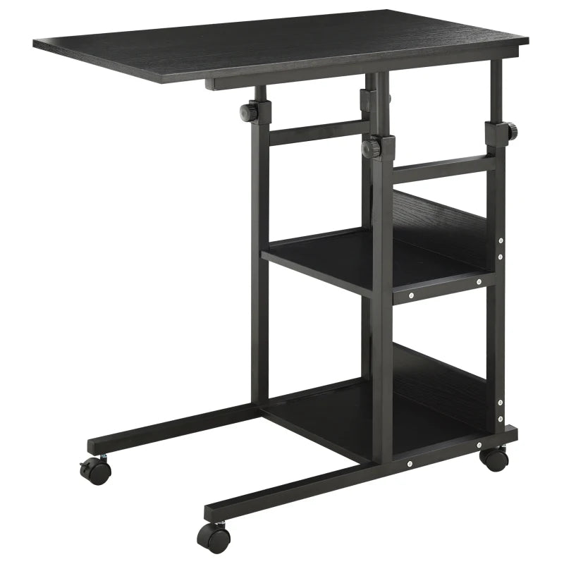 Mobile Standing Desk, Adjustable Height 31.5 inch Stand Up Desk with Wheels for Home Office, Black