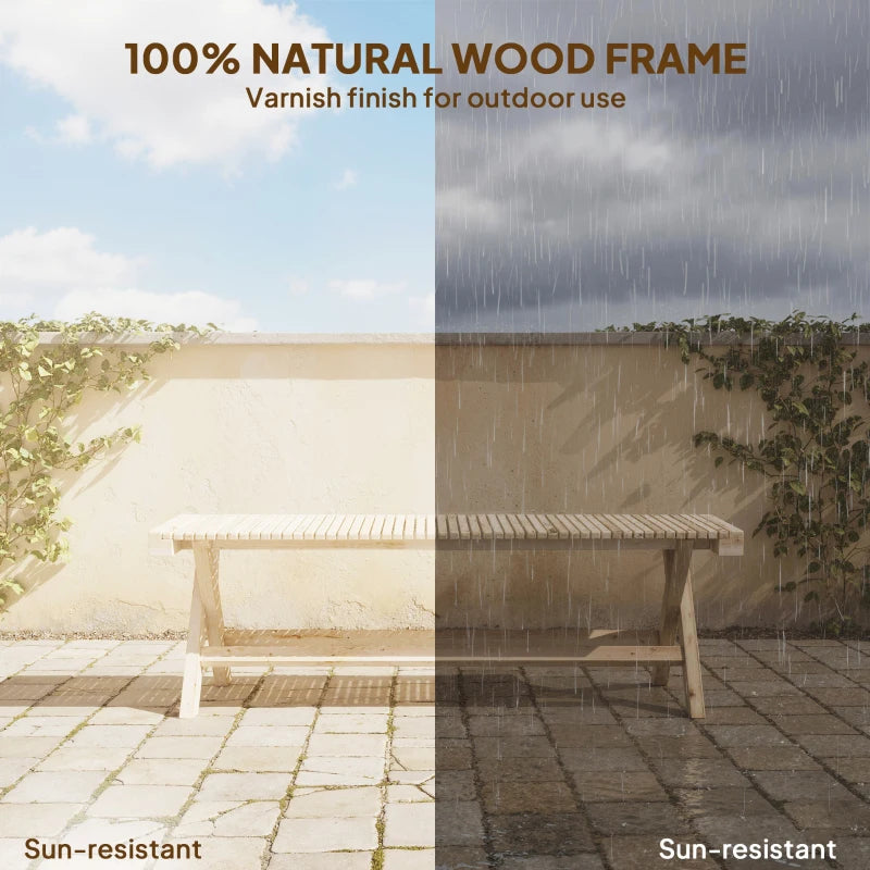 55.1" Garden Bench 2-Seater Outdoor Bench with Slatted Seat for Patio Porch, Natural Wood Finish