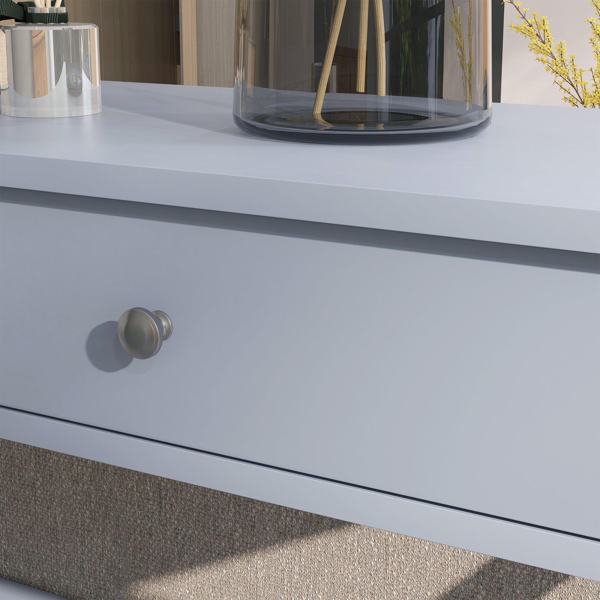 HOMCOM Modern Console Table: Entryway Table with Drawers & Shelves for Living Room/Hallway, Grey 