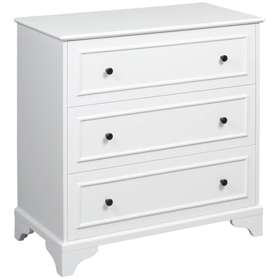 HOMCOM Elegant 3-Drawer Dresser Storage Tower Cabinet for Bedroom Hallway Modern Chest of Drawers White 