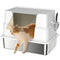 XL Stainless Steel Litter Box with Lid, Extra Large Covered Cat Litter Box for Indoor Kittens with Filp Top, Scoop