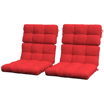 Outsunny Red Button Tufted Patio Chair Cushions 2-Piece Set with Ties for Outdoor Seating Comfort 