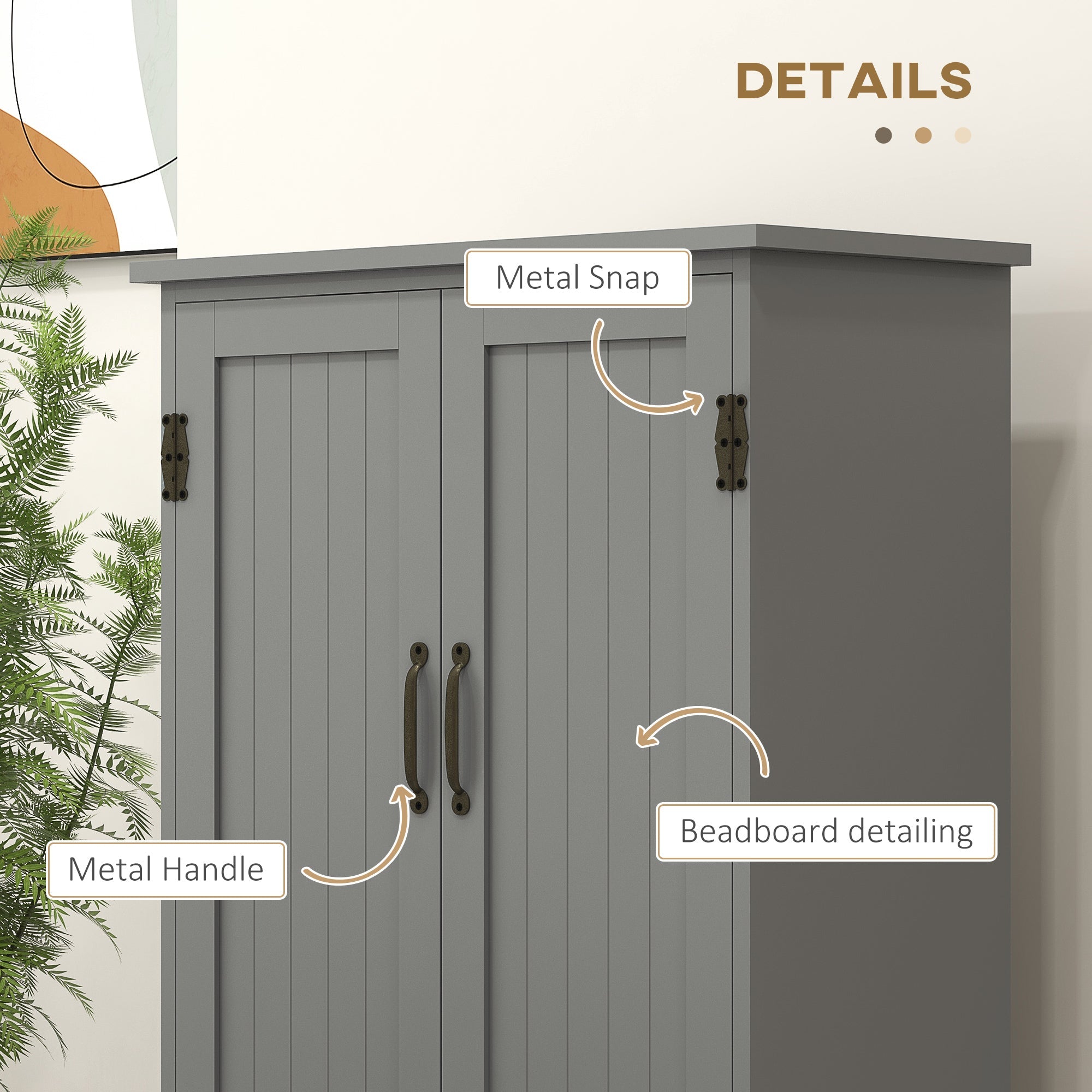 HOMCOM 4-Door Storage Cabinet Multi-Storey Large Space Pantry with Adjustable Shelves Grey 