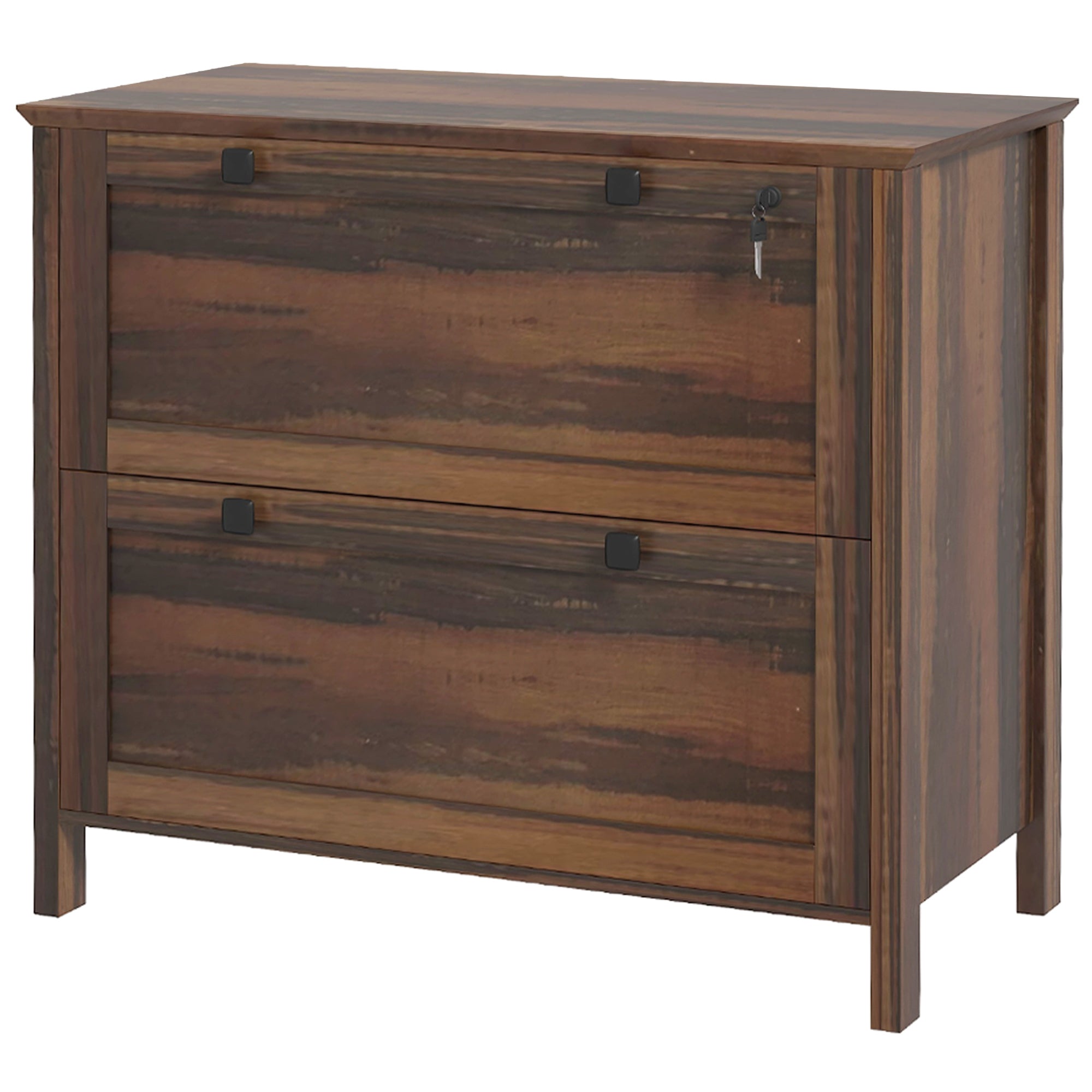 HOMCOM 2 Drawer File Cabinet, Lockable Filing Cabinet with Adjustable Hanging Bar for Letter, A4 and Legal Size, Brown 