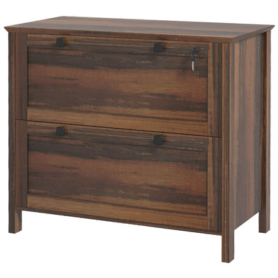 HOMCOM 2 Drawer File Cabinet, Lockable Filing Cabinet with Adjustable Hanging Bar for Letter, A4 and Legal Size, Brown 