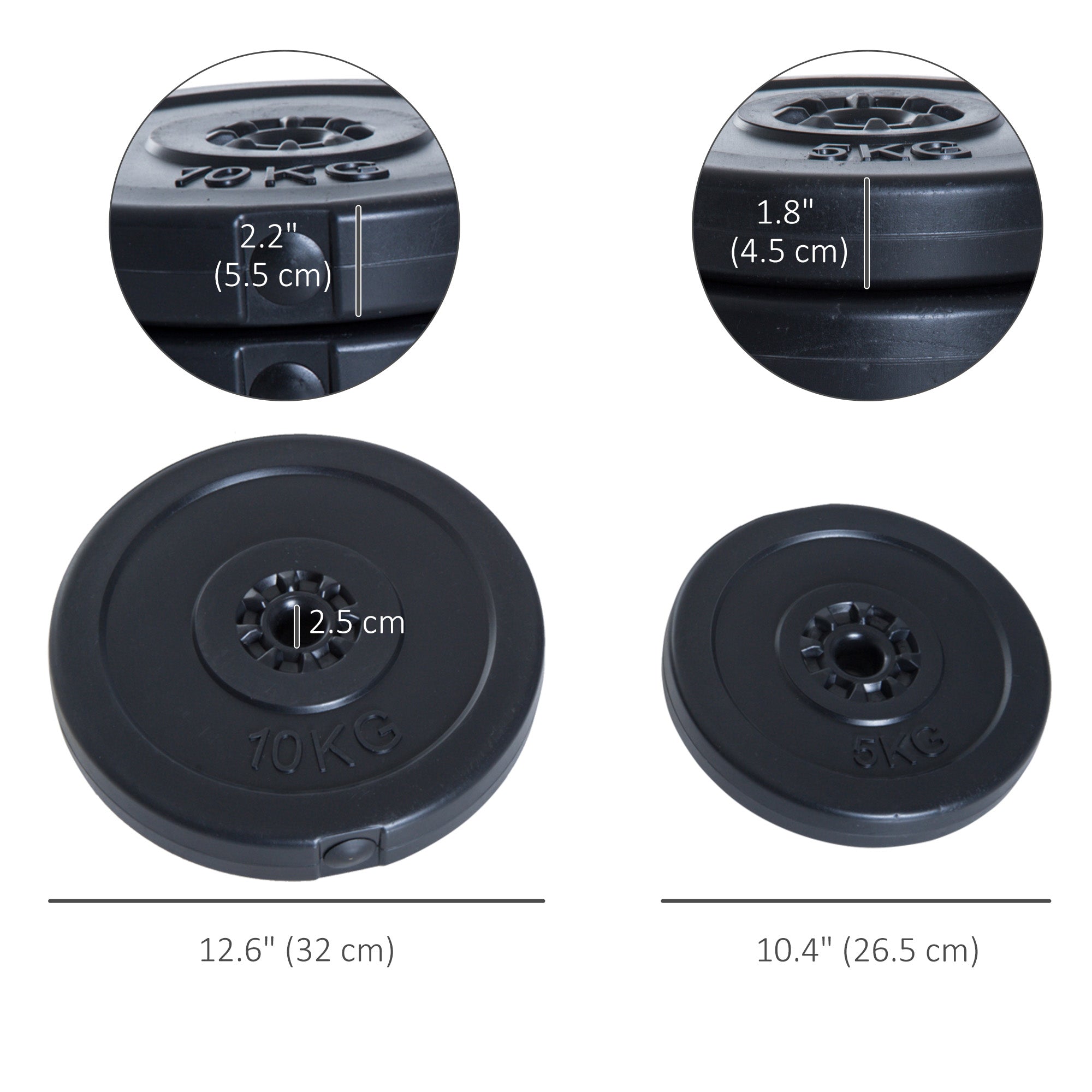 Soozier Dumbbell Weight Set: 4pc Kit with 2x 11lbs Barbells & Durable Weight Plates for Home Fitness Training, Black 