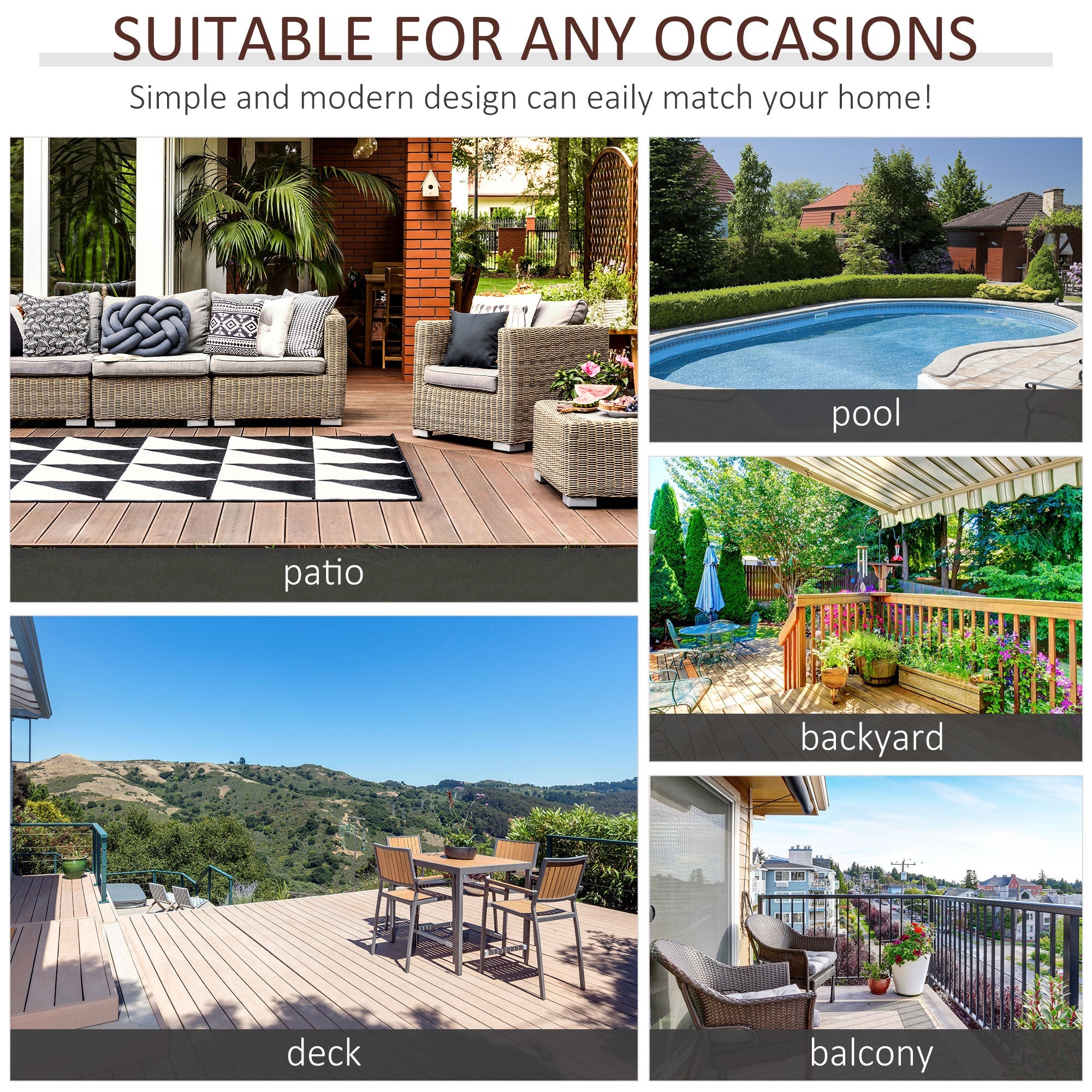 Outsunny Rattan Coffee Table 18" Outdoor Side Patio Wicker Furniture Square All-Weather PE Garden Balcony 