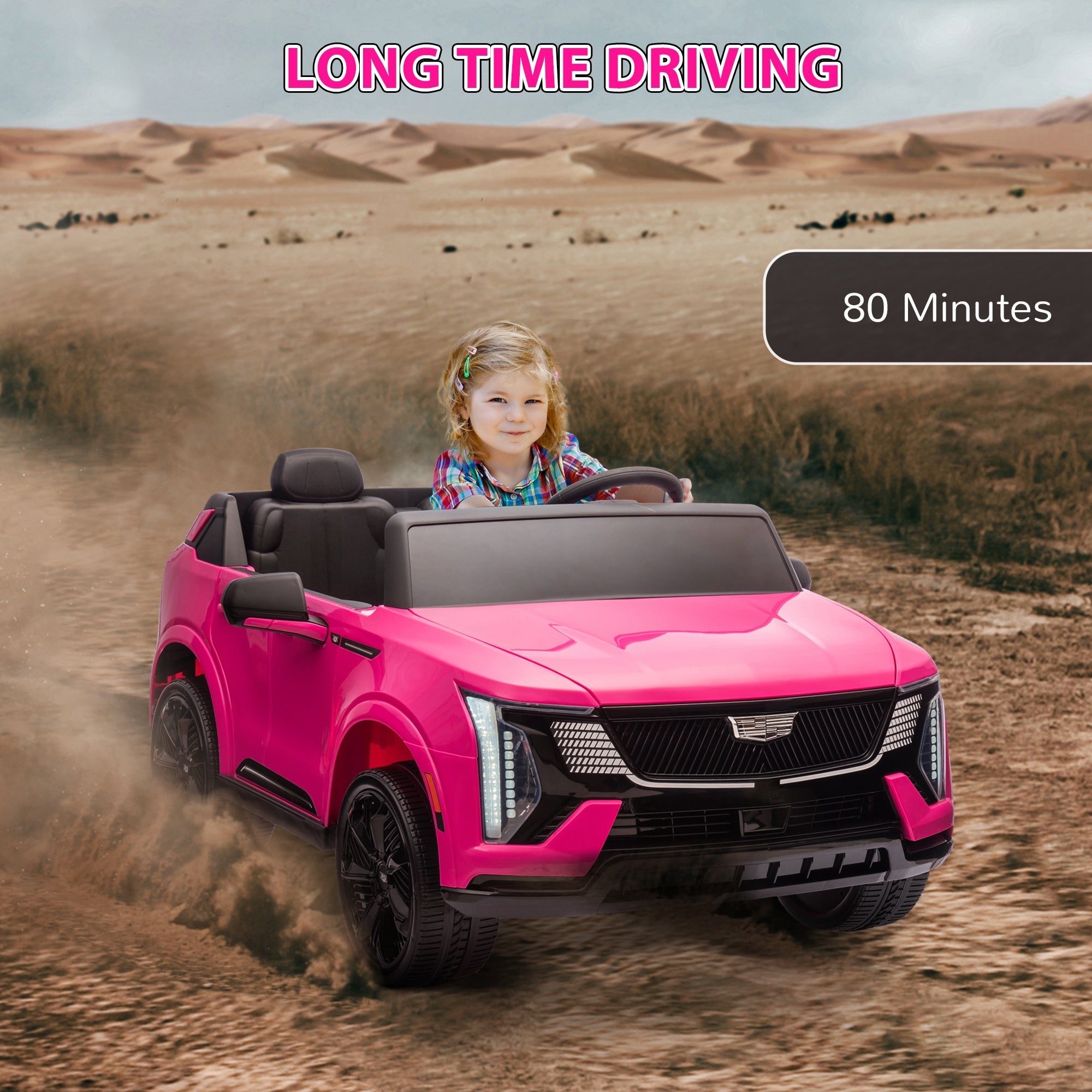 Qaba 2-Seater Ride on Truck, 12V Cadillac Escalade Licensed Kids Electric Car with Remote , Spring Suspension, Pink 