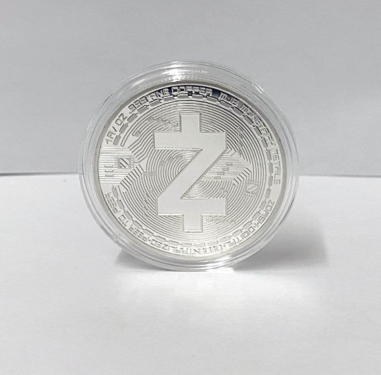 Zcash Coin - Silver Metal Physical Blockchain Cryptocurrency Collectible Coin 