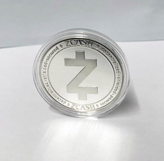 Zcash Coin - Silver Metal Physical Blockchain Cryptocurrency Collectible Coin 