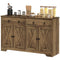 HOMCOM Sideboard Cabinet with 2 Drawers, 4 Barn Doors and 2 Adjustable Shelves, Buffet Table for Living Room, Light Brown