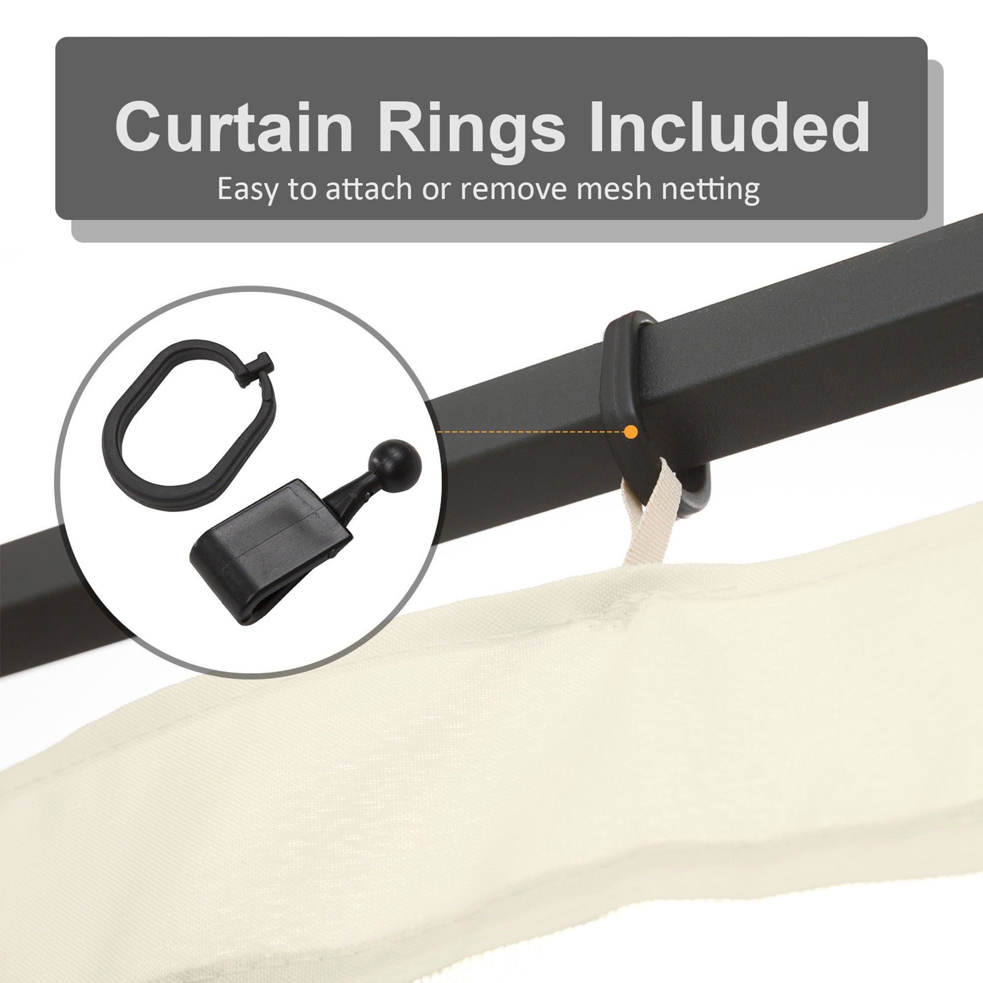 Outsunny Replacement Mosquito Netting for Gazebo 10' x 13' Black Screen Walls for Canopy with Zippers Parties and Outdoor Activities 