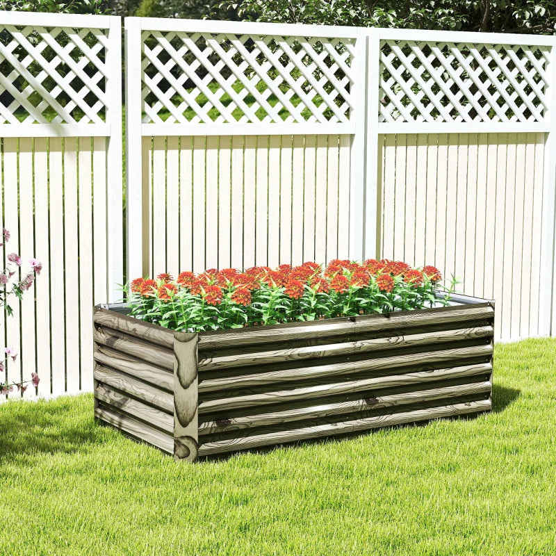 6' x 3' x 2' Raised Garden Bed, Galvanized Planter Box for Growing Flowers, Herbs and Vegetables, Light Wood Effect