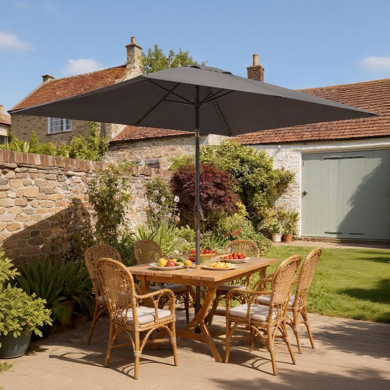 6.5x10ft Patio Umbrella, Rectangle Market Umbrella, Dark Grey