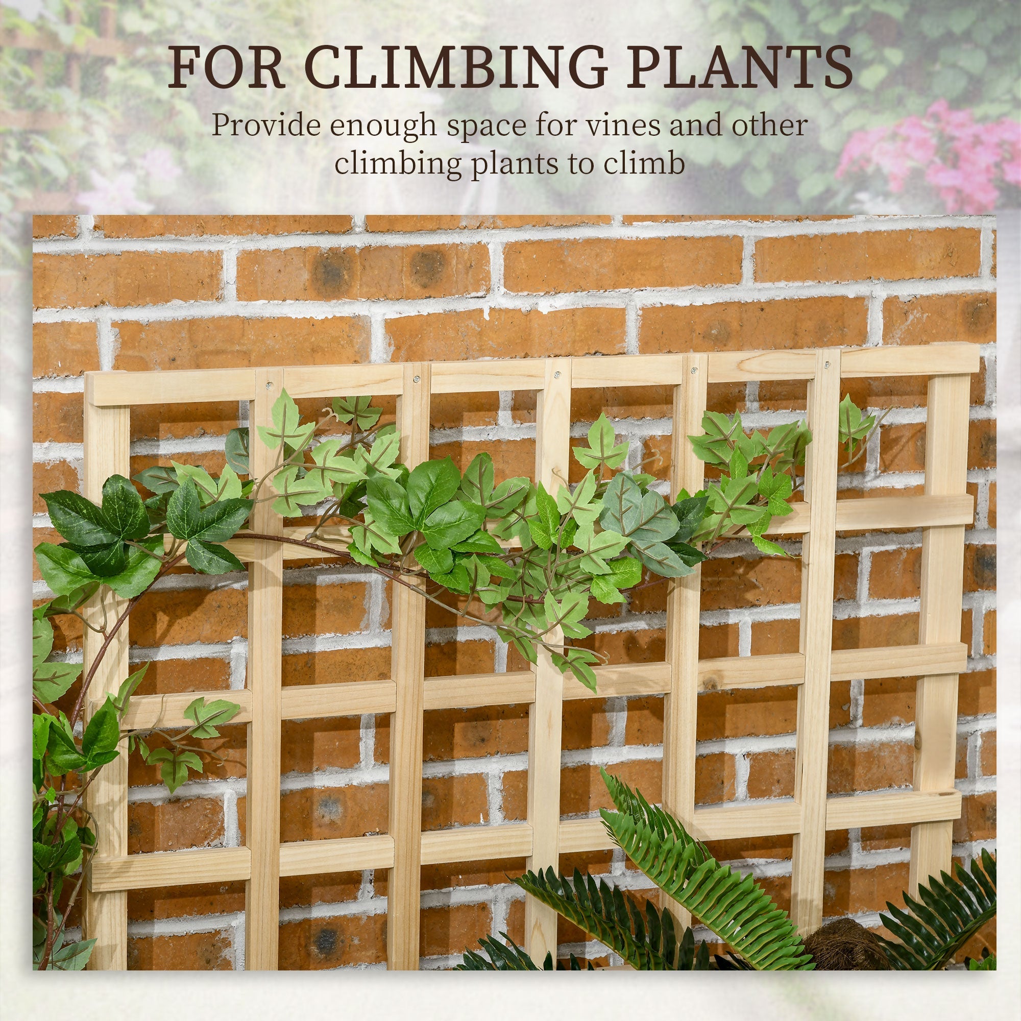 Outsunny Wooden Elevated Garden Bed with Trellis - 3 Tier Planter Box for Climbing Plants, Outdoor Use, Natural Finish 
