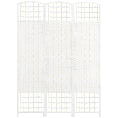 HOMCOM 3-Panel Folding Room Partition: Portable Privacy Screen, Wave Fiber Room Partition for Home Office, White 
