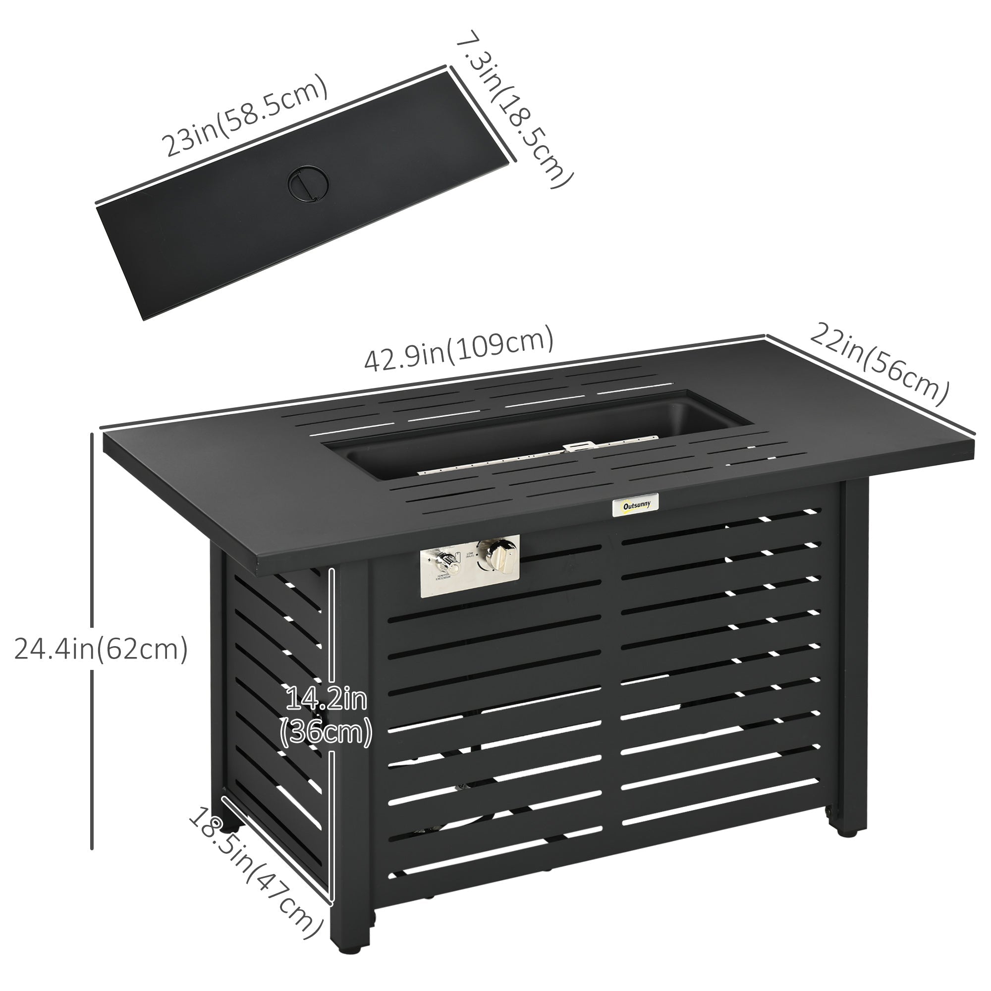 Outsunny Propane Gas Fire Pit Table with 31.5" Steel Tabletop, 50,000 BTU Pulse Ignition Fire Table 