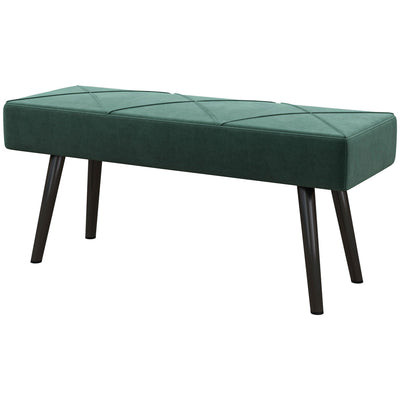 HOMCOM 39 Inches Upholstered Bedroom Bench, Modern End of Bed Bench with Steel Legs, Green 