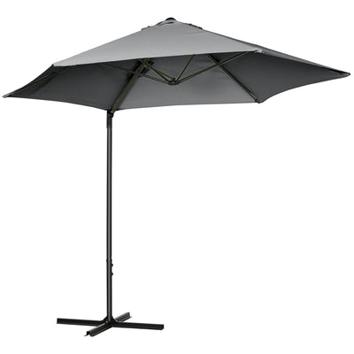Outsunny 8.5FT Cantilever Roma Parasol Outdoor with 360° Rotation Cross Base Offset Patio Umbrella Garden Dark Grey 