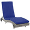Outsunny Adjustable Wicker Chaise Lounge Chair Outdoor with Cushion Wheels for Patio Deck Poolside Dark Blue