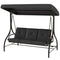 Convertible Patio Swing Bed with Canopy and Cushions, 3 Seater Porch Swing for Outdoor, Backyard, Garden, Dark Grey