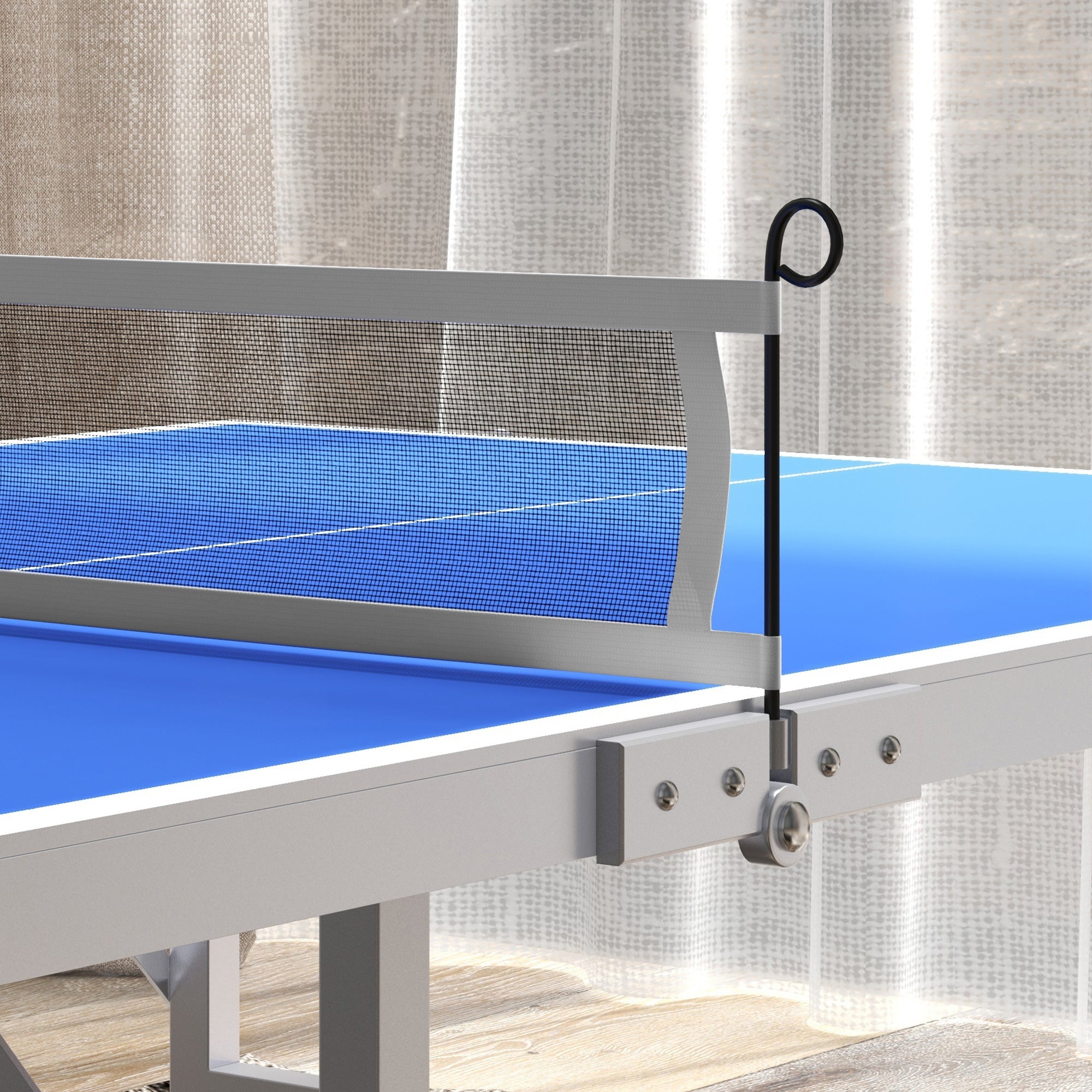 Soozier Portable Ping Pong Table Set, Table Tennis Table w/ Net, 2 Paddles, 3 Balls for Outdoor and Indoor, Easy Assembly, Blue 