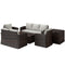 Outsunny 6 Piece Patio Furniture Set, Rattan Wicker Patio Sofa Set Sectional Outdoor Conversation Sofa Set Storage Table & Cushions, Cream White