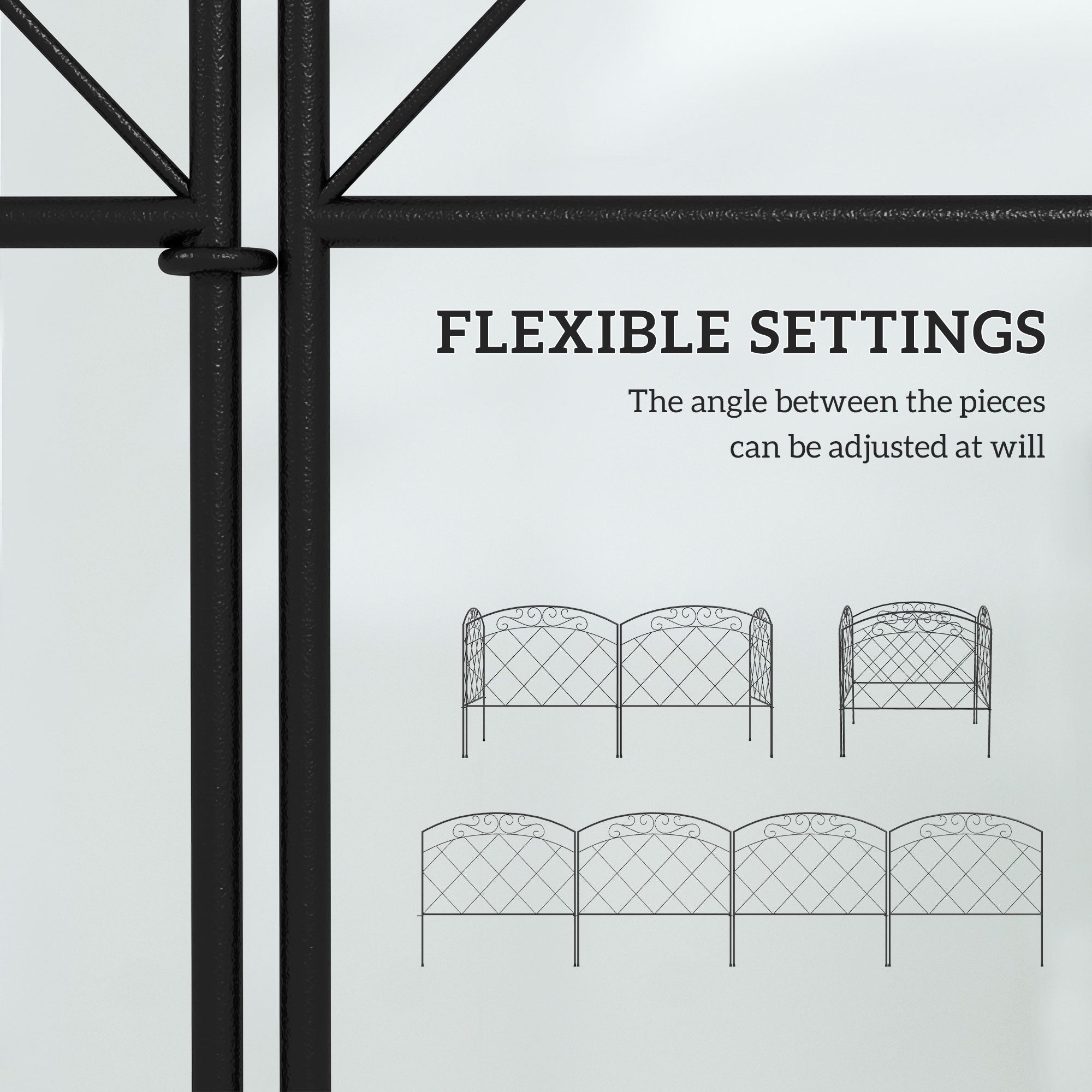 Outsunny 4-Pack Decorative Garden Fence: Swirl Panels for Yard Edging, Animal Barrier 