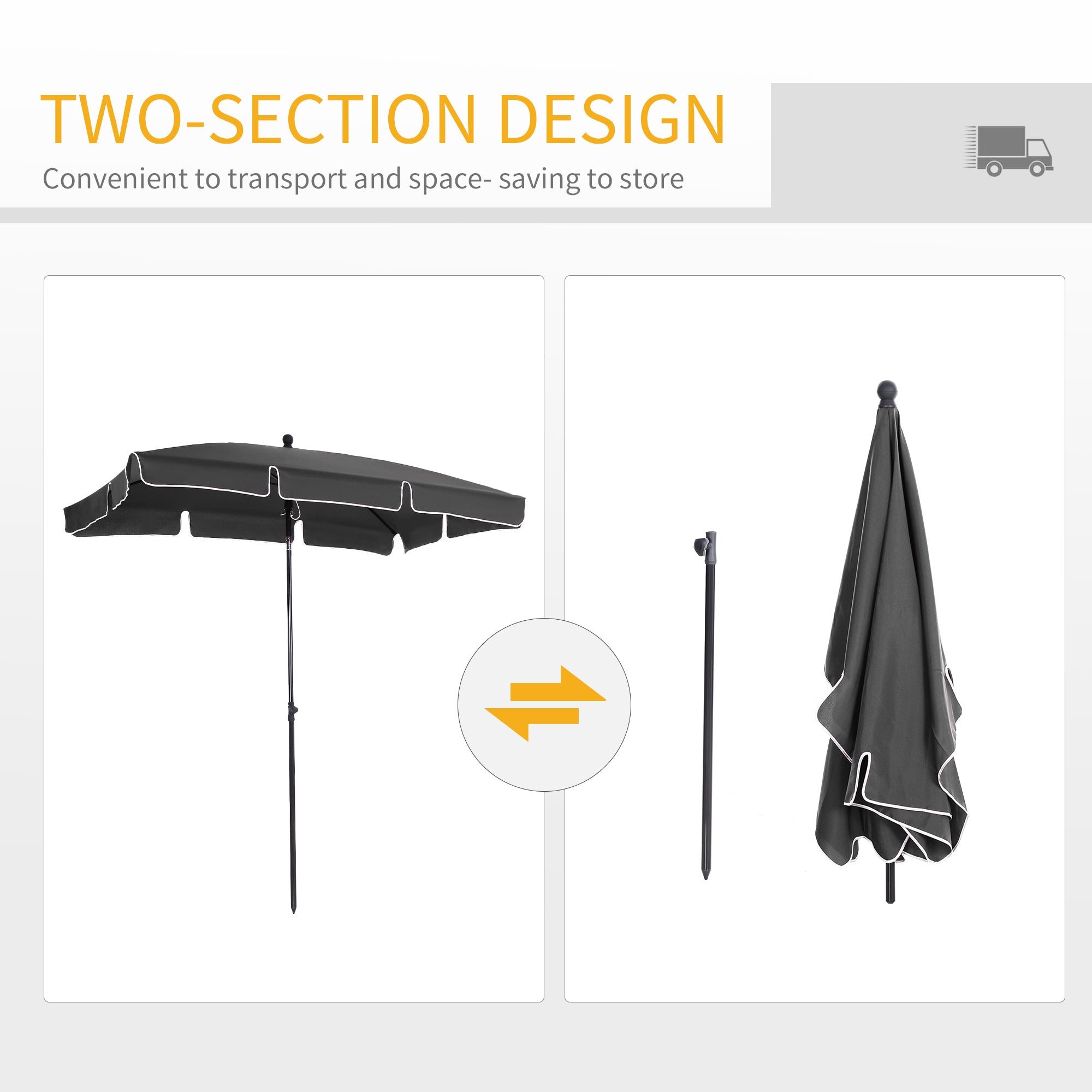 Outsunny 7x4ft Rectangle Patio Umbrella: Aluminum Tilt UV Protection Sun Shade for Outdoor, Grey 