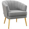 HOMCOM Elegant Living Accent: Fabric Armchair with Gold Metal Legs for Home Office, Bedroom, Grey Finish