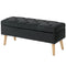 Storage Ottoman with Lid, Velvet Upholstered Storage Bench with Wood Legs for Living Room, Black