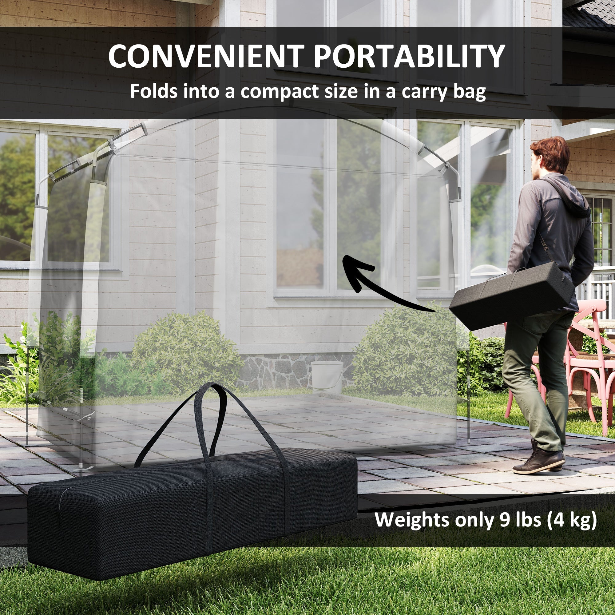 Outsunny Bike Storage Shed Tent, Portable and Waterproof with 210D Oxford Fabric and Carry Bag for 3-4 Bicycles, Dark Grey 