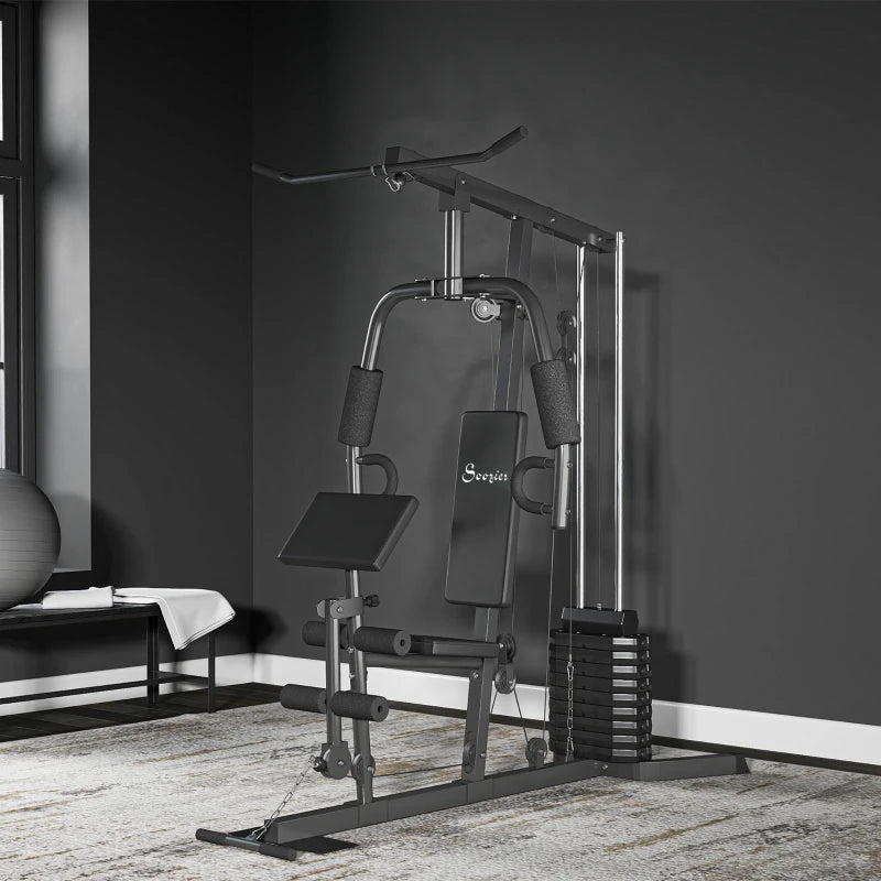 Soozier Multi-Exercise Home Gym Station with 99lbs Weight Stack, for Full Body Workout