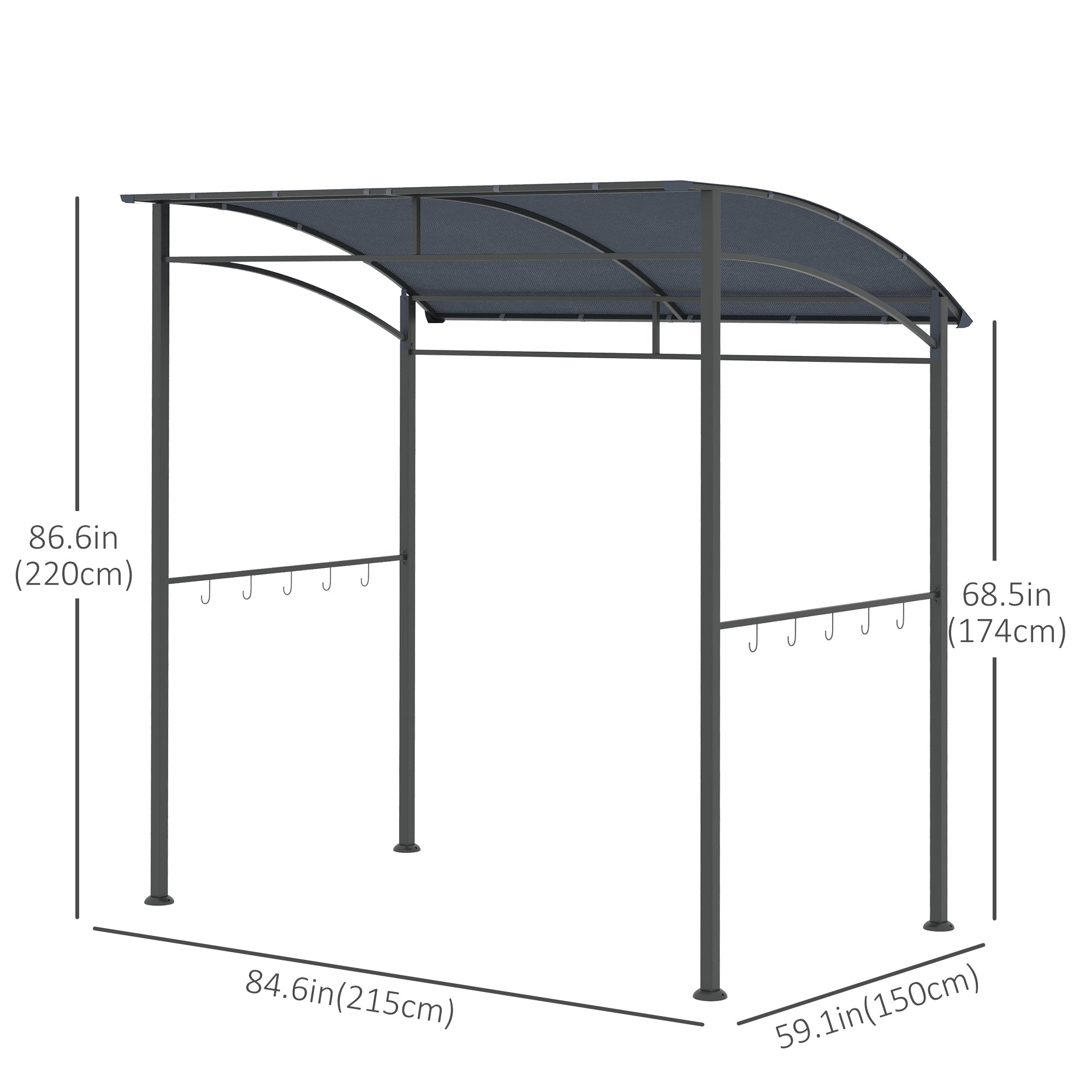 Outsunny BBQ Grill Gazebo 7'x5', Outdoor Tent with Metal Frame, Canopy, Hooks, Sun Shade 