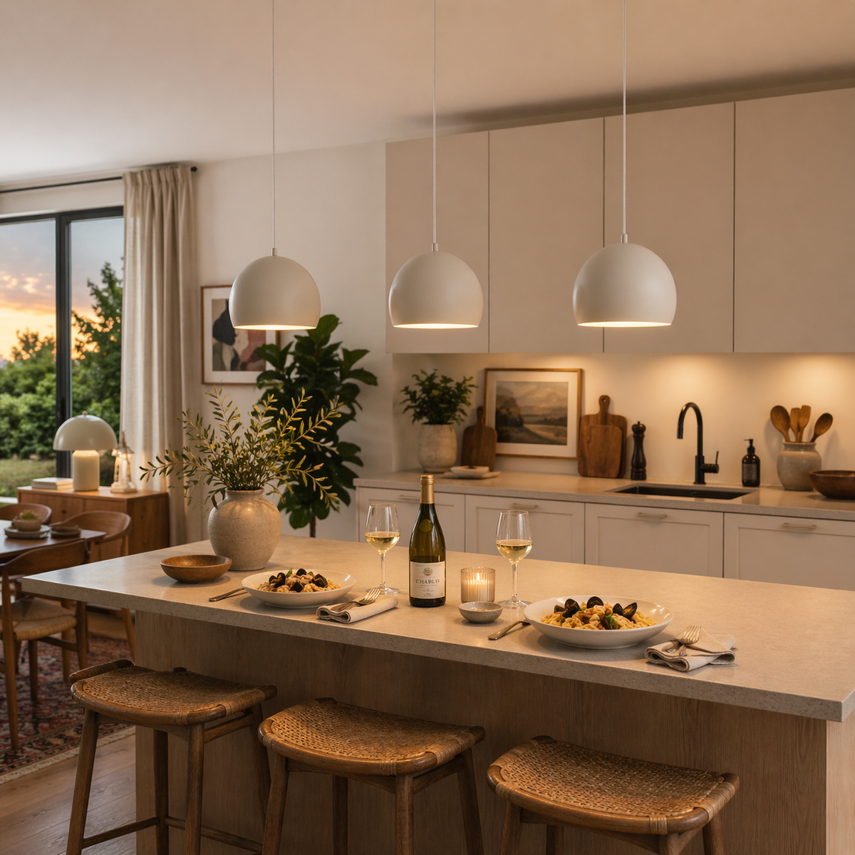ZOE Mid-Century Modern Dome Pendant Light for Kitchen Island & Dining Table